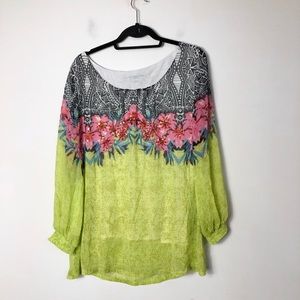 Soft surroundings women’s floral embellished top